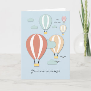 Hot Air Balloons Papercut Style Letterpress Thank You Card