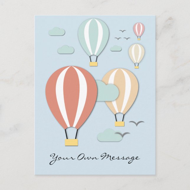 Hot Air Balloons Papercut Style Postcard (Front)