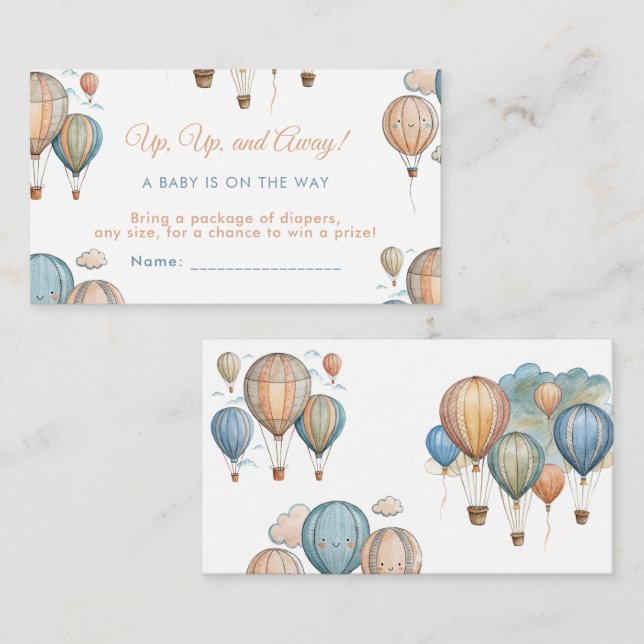 Hot Air Balloons Pastel Boy Travel Baby Shower Enclosure Card (Front/Back)