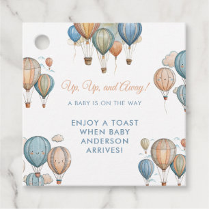 Hot Air Balloons Pastel Boy Travel Baby Shower Favor Tags