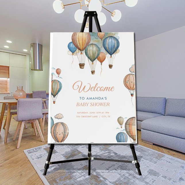 Hot Air Balloons Pastel Boy Travel Baby Shower Foam Board (Creator Uploaded)