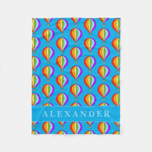 Hot air balloons pattern fleece blanket for kids (Front)