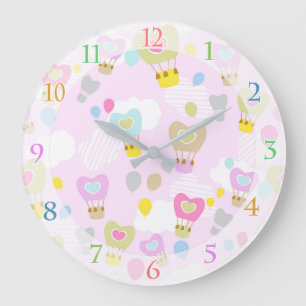 Hot Air Balloons Pink Clock