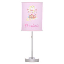 Hot air balloons pink yellow girl nursery table lamp