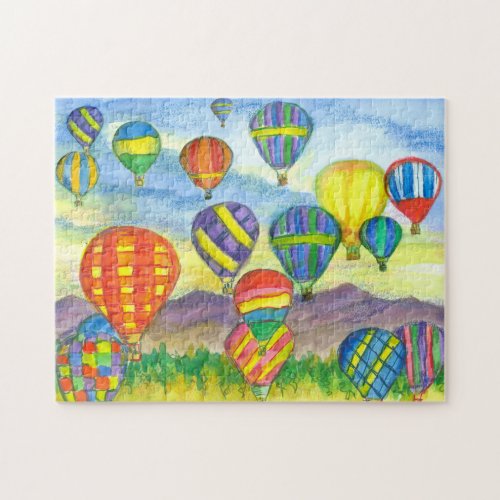 Hot Air Balloons Race Desert Mountains Sunrise Jigsaw Puzzle