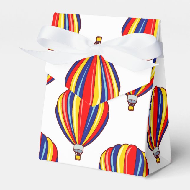Hot Air Balloons; Red, Blue, Yellow Balloon Favor Boxes (Front Side)