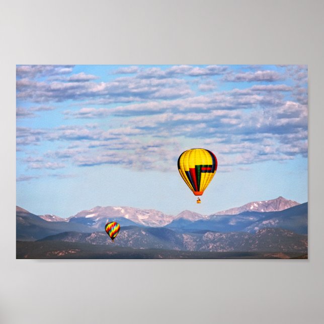 Hot Air Balloons, Rocky Mountains, Colorado Poster (Front)