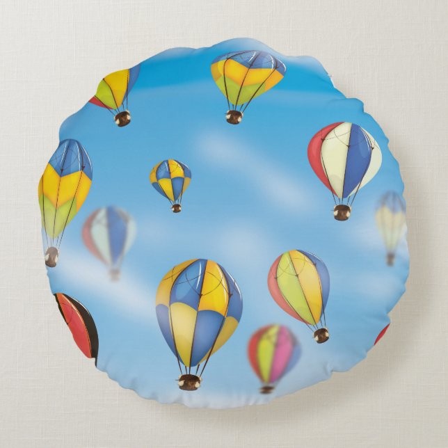 Hot Air Balloons Round Pillow (Back)