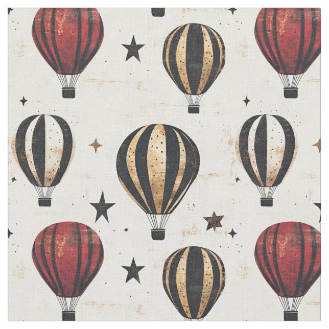 Hot Air Balloons & Stars Fabric (Close Up)
