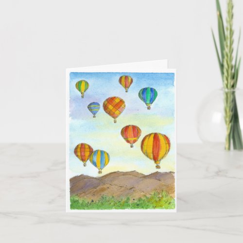 Hot Air Balloons Sunrise Mountains Happy Birthday Card