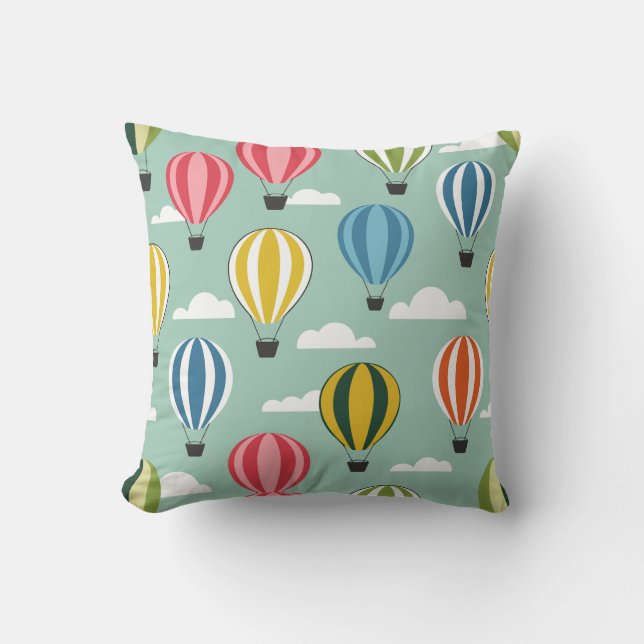 Hot air balloons throw pillow (Front)
