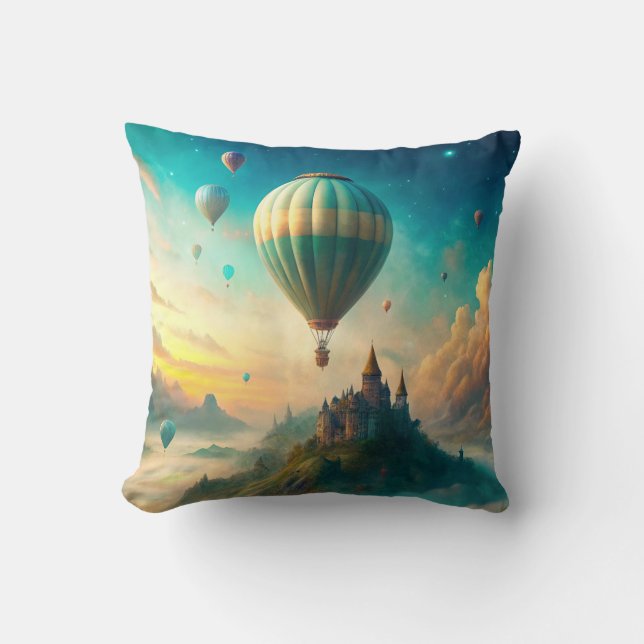 Hot Air Balloons Throw Pillow (Front)