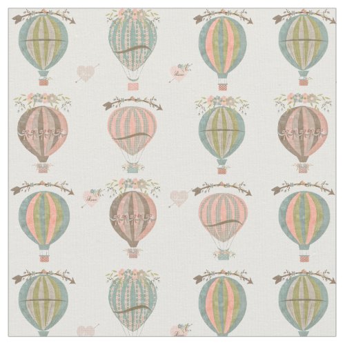 Hot Air Balloons Vintage Floral Fabric
