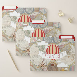 Hot Air Balloons Vintage World Adventure File Folder