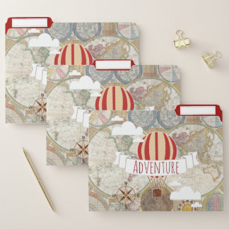 Hot Air Balloons Vintage World Adventure File Folder
