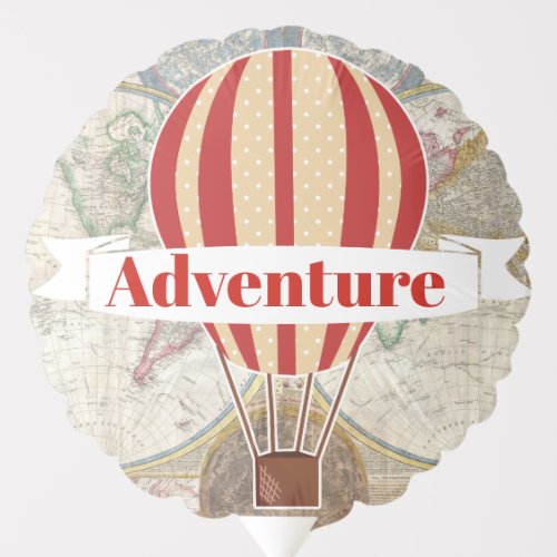 Hot Air Balloons  Vintage World Map Adventure