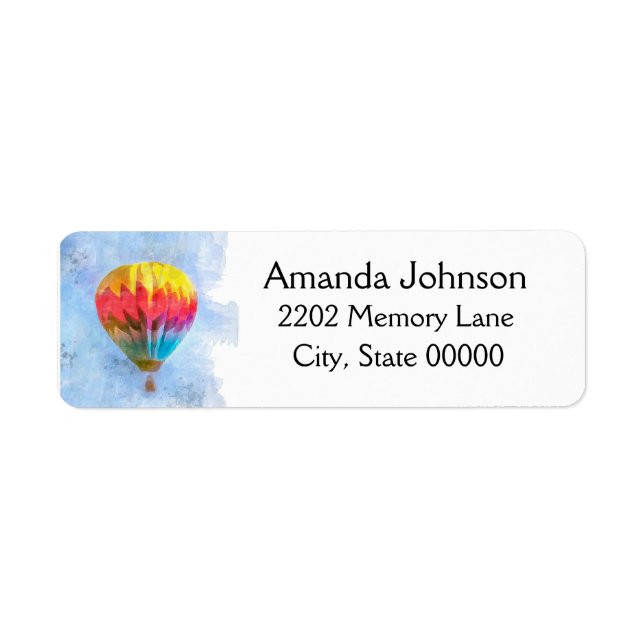 Hot Air Balloons Watercolor Label (Front)