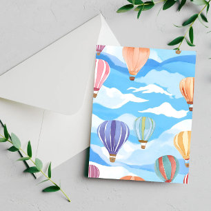 Hot Air Balloons Watercolor Painting Card