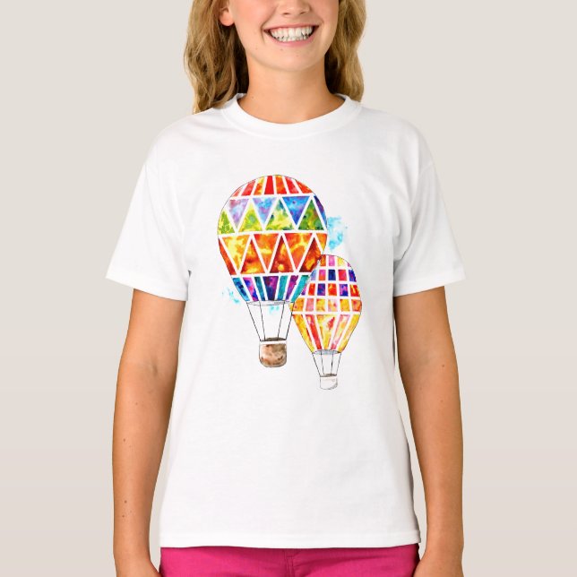 Hot Air Balloons Watercolor T-Shirt (Front)
