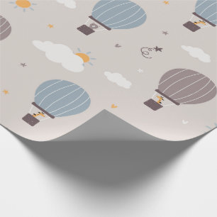 Hot Air Balloons With Animals Wrapping Paper Roll