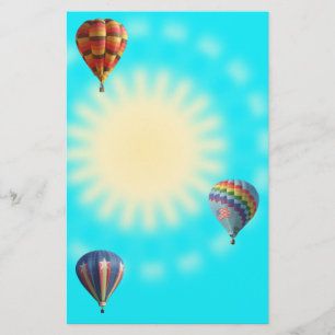 Hot Air Balloons with Sun Halo Stationery