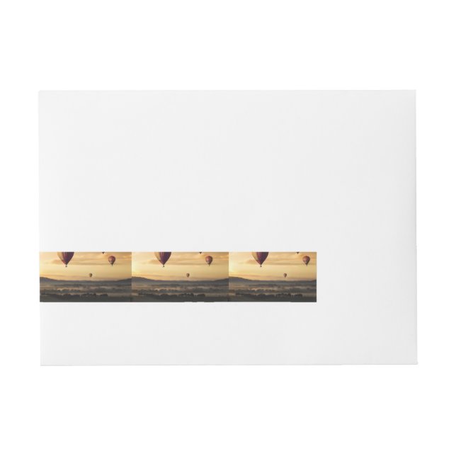 Hot air balloons wrap around address label (Front)