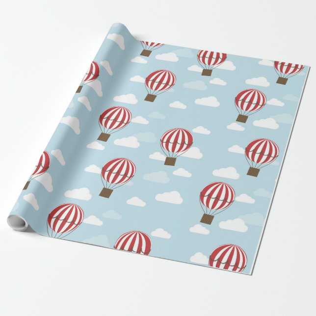 Hot Air Balloons Wrapping Gift Paper (Unrolled)