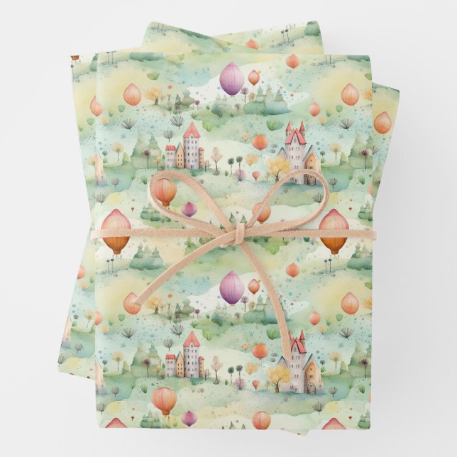 HOT AIR BALLOONS  WRAPPING PAPER SHEETS (In situ)
