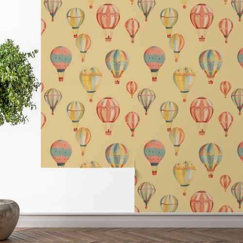 Hot Air Balloons Yellow Babys Room Nursery Wallpaper