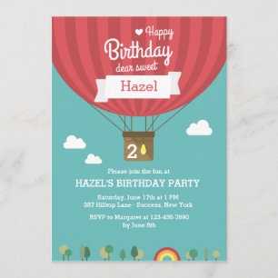 Hot Air Birthday Balloon Invitation