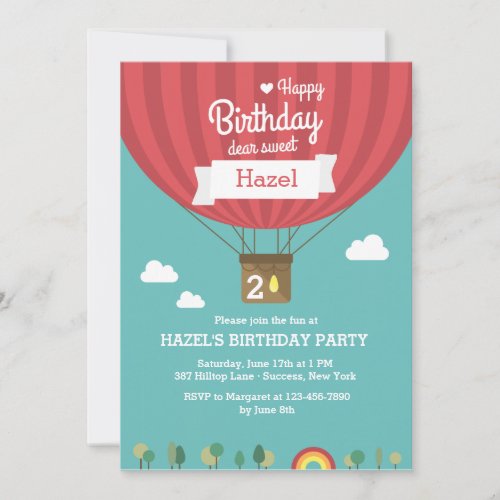 Hot Air Birthday Balloon Invitation