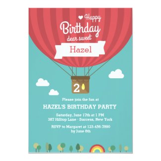 Hot Air Birthday Balloon Invitation