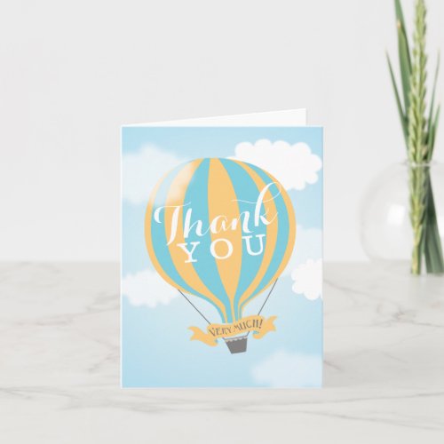 Hot Air Blue Yellow Balloon Thank You Note Card