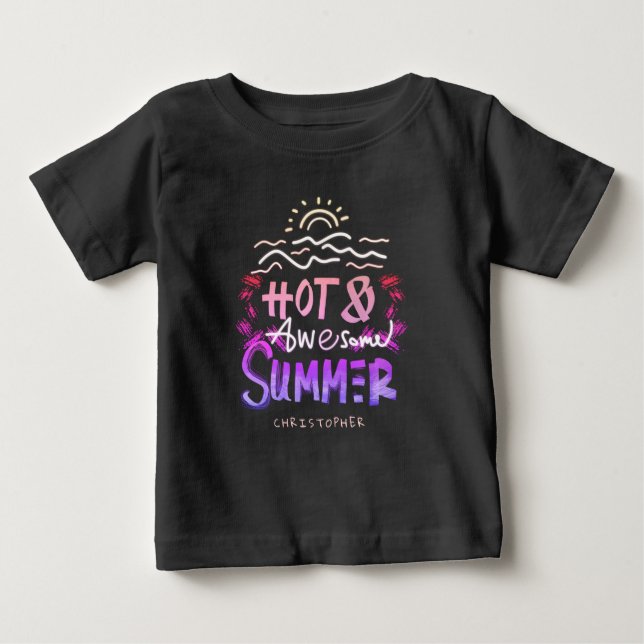 Hot and Awesome Summer Custom Name Baby T-Shirt (Front)