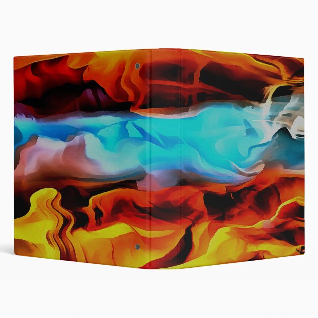 Hot And Cold Elements Acrylic Pour Abstract  3 Ring Binder (Background)