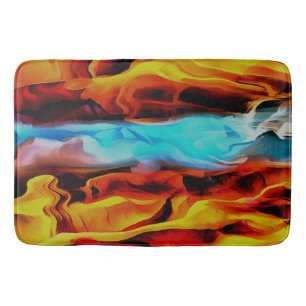 Hot And Cold Elements Acrylic Pour Abstract  Bathroom Mat