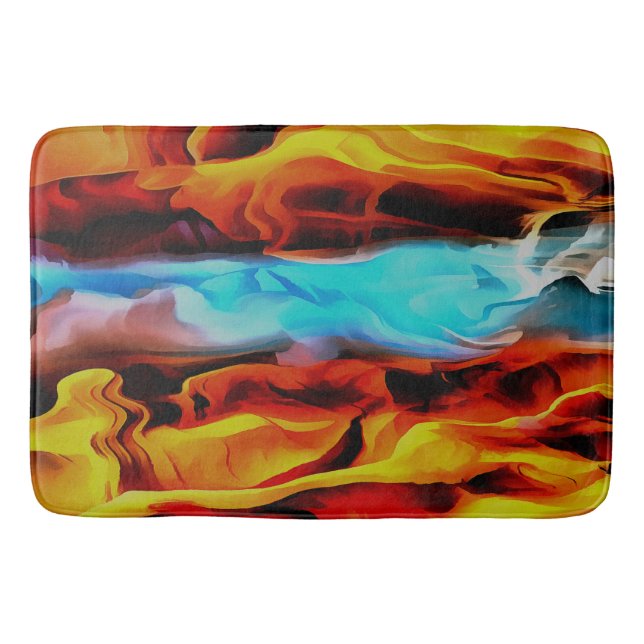 Hot And Cold Elements Acrylic Pour Abstract  Bathroom Mat (Front)