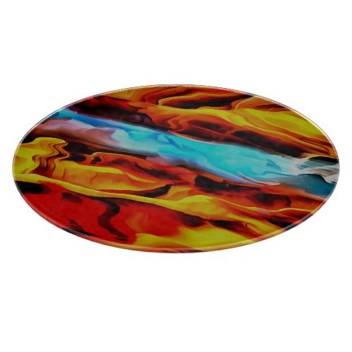 Hot And Cold Elements Acrylic Pour Abstract  Cutting Board