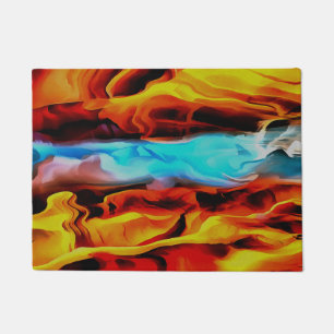 Hot And Cold Elements Acrylic Pour Abstract  Doormat