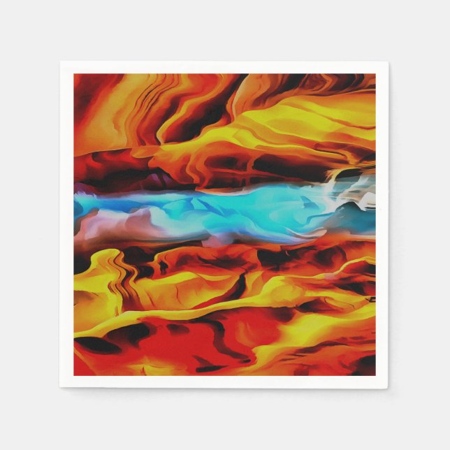 Hot And Cold Elements Acrylic Pour Abstract  Napkins (Front)