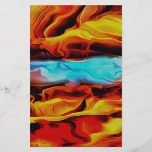 Hot And Cold Elements Acrylic Pour Abstract  Stationery