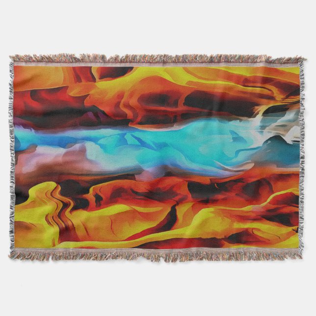 Hot And Cold Elements Acrylic Pour Abstract  Throw Blanket (Front)