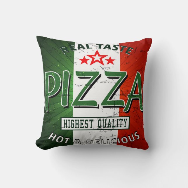 Hot And Delicious Pizza Throw Pillow (Front)