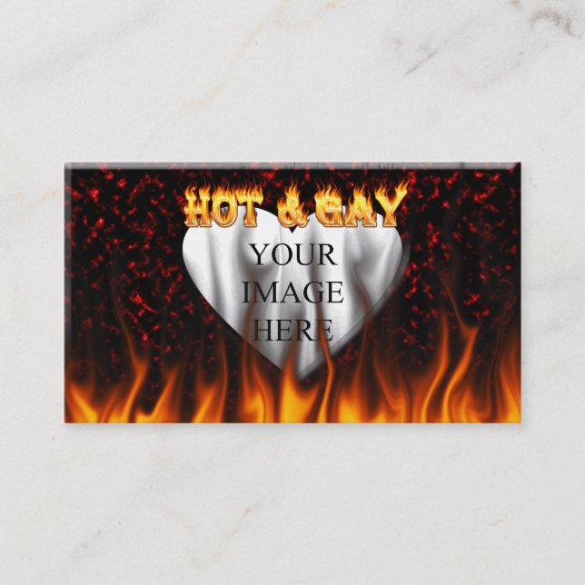 Hot and Gay fire and flames red marble Business Card (Front)