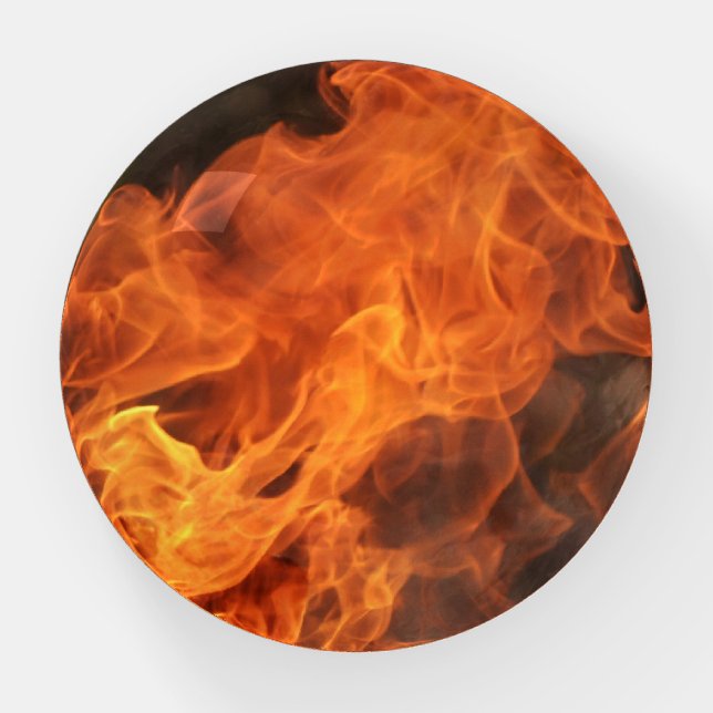 Hot and On Fire Glass Paperweight (Front)