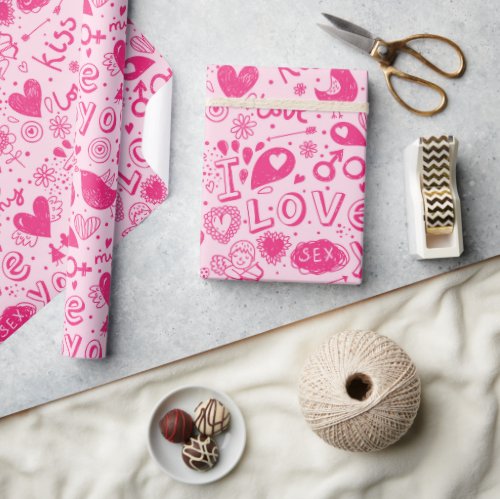 Hot and Soft Pink Pattern Romantic Wrapping Paper
