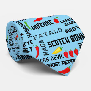 Hot and Spicy Chilli Pepper Names Pattern Neck Tie