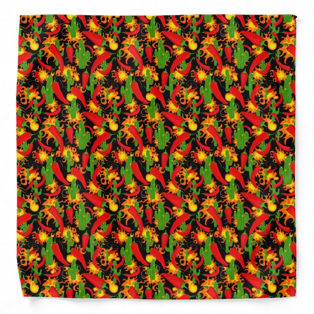 Hot and Spicy Red Chilli Pepper Print Bandana (Front)