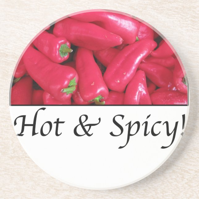 Hot and Spicy Red Peppers Sandstone Coaster (Front)