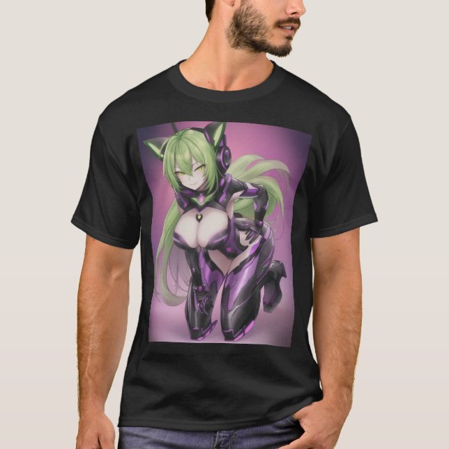 Hot  Anime Android Catgirl T-Shirt (Front)